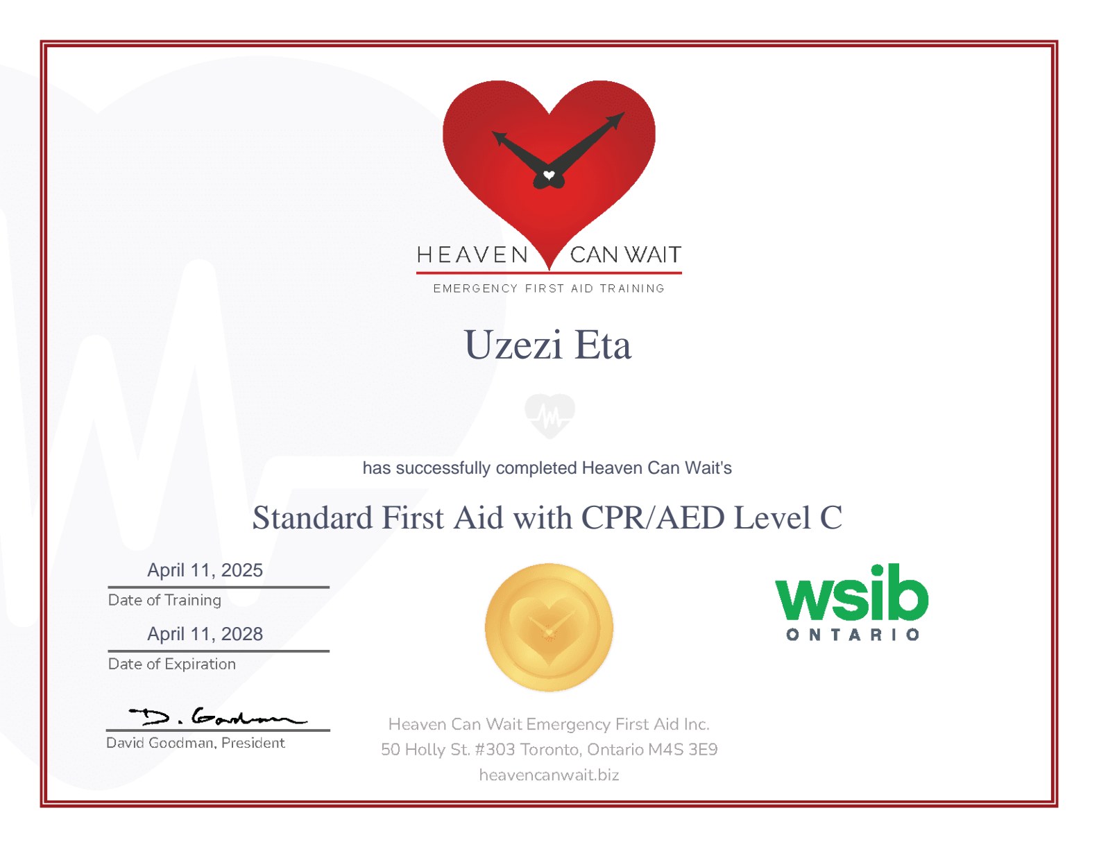 CPR / First Aid Certificate